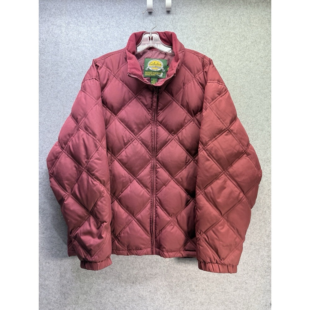 VTG Cabelas Women's Northern Goose Down Coat Burgundy XL